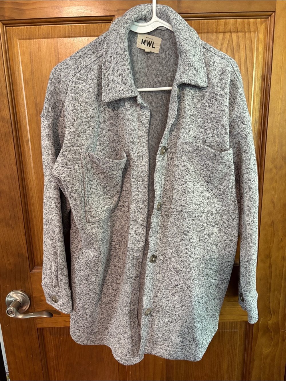 Heather Gray Button-Up Shacket
